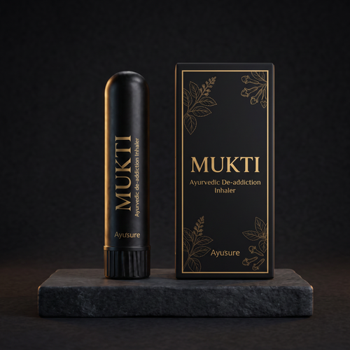 MUKTI inhaler with premium black and gold box