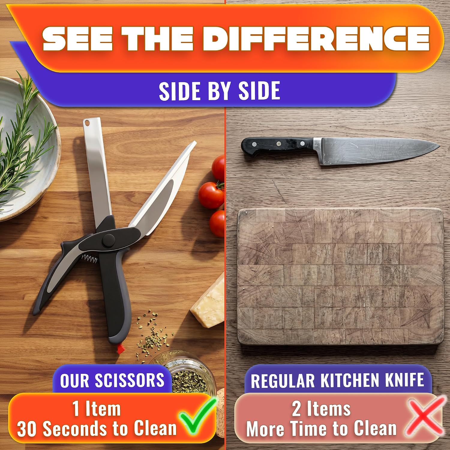 2-in-1 Kitchen Scissors & Cutting Board – Stainless Steel Shears with Safety Lock