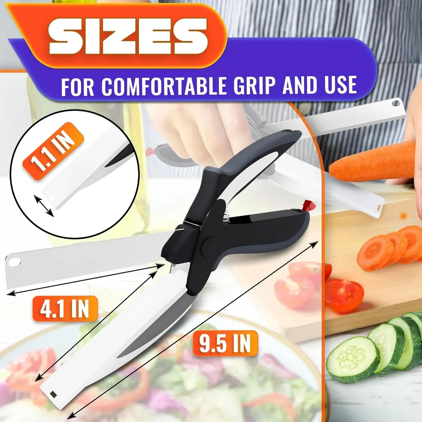 2-in-1 Kitchen Scissors & Cutting Board – Stainless Steel Shears with Safety Lock